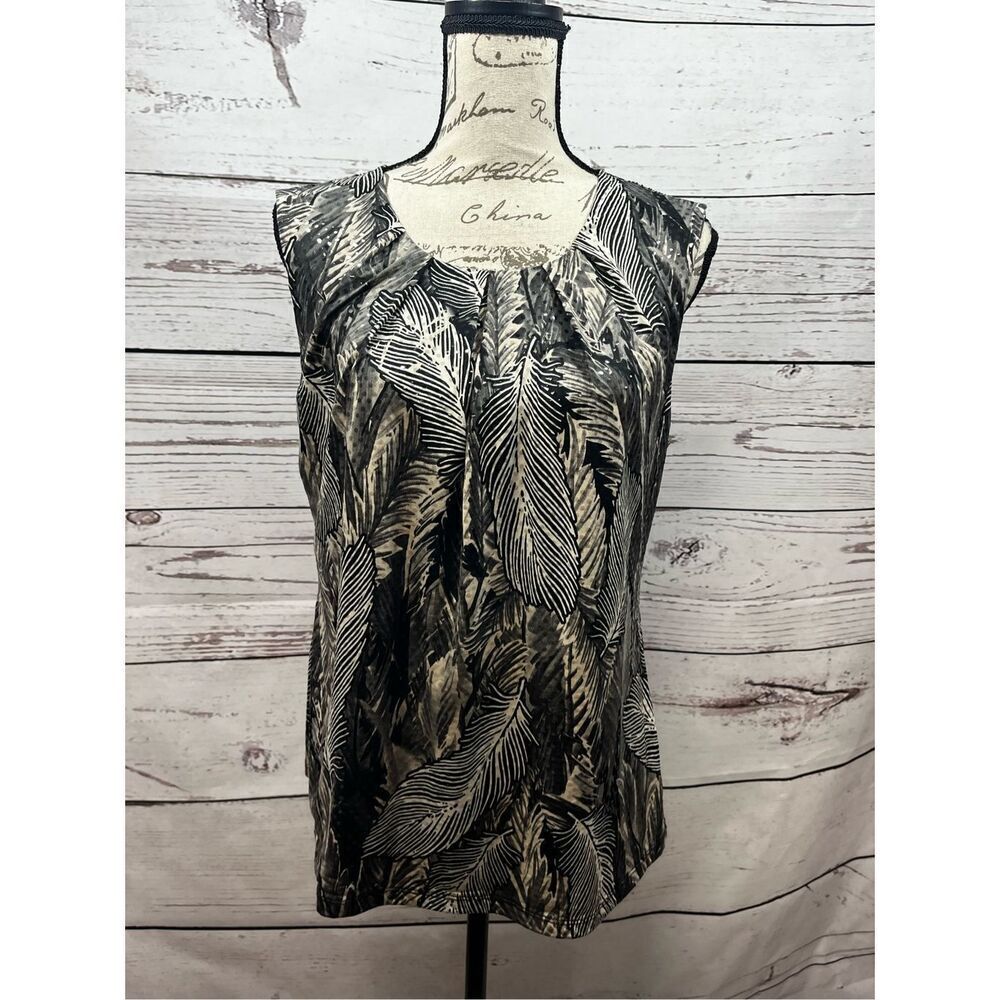 Alfani Women's Sleeveless Feather Print Blouse Size L